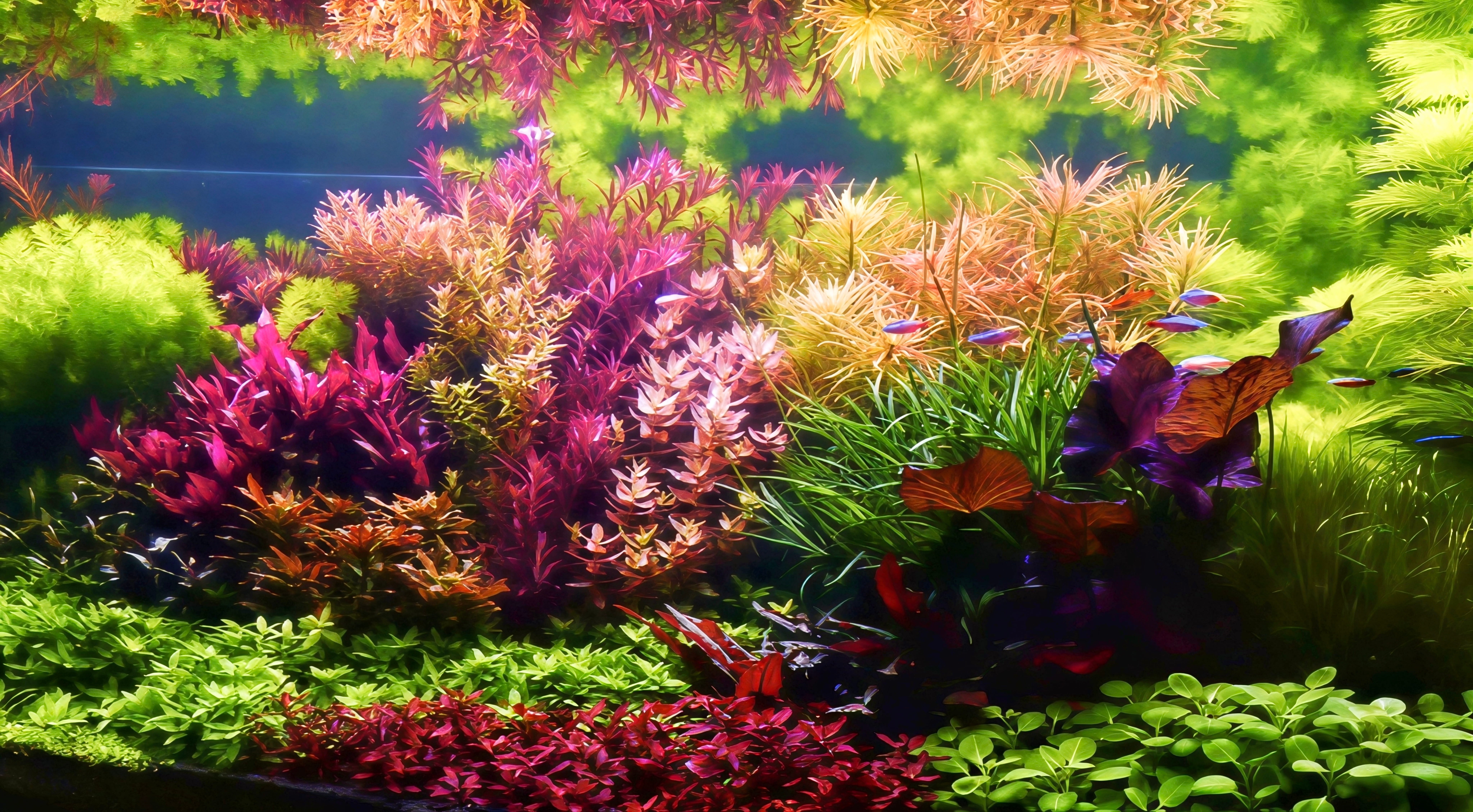 Lush Dutch-style planted aquarium